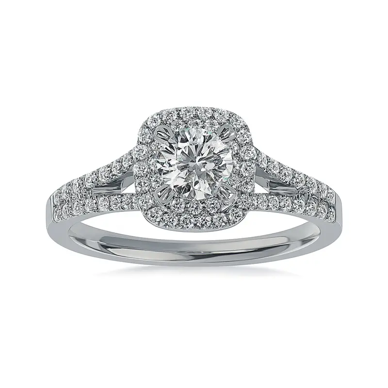Starlit Crest Round Diamond Engagement Ring 1
