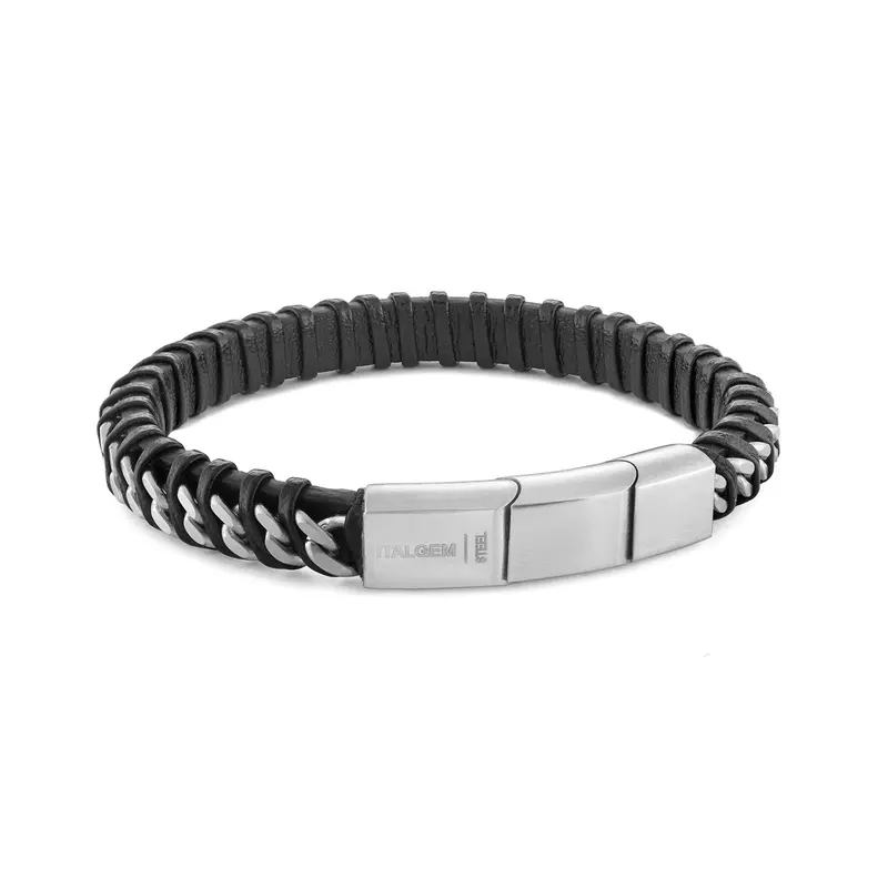 Steelbound Leather Curb Bracelet 1
