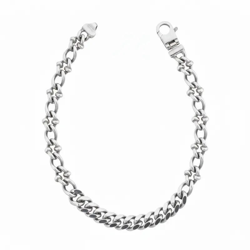 Sterling Silver Mixed Link Bracelet 1