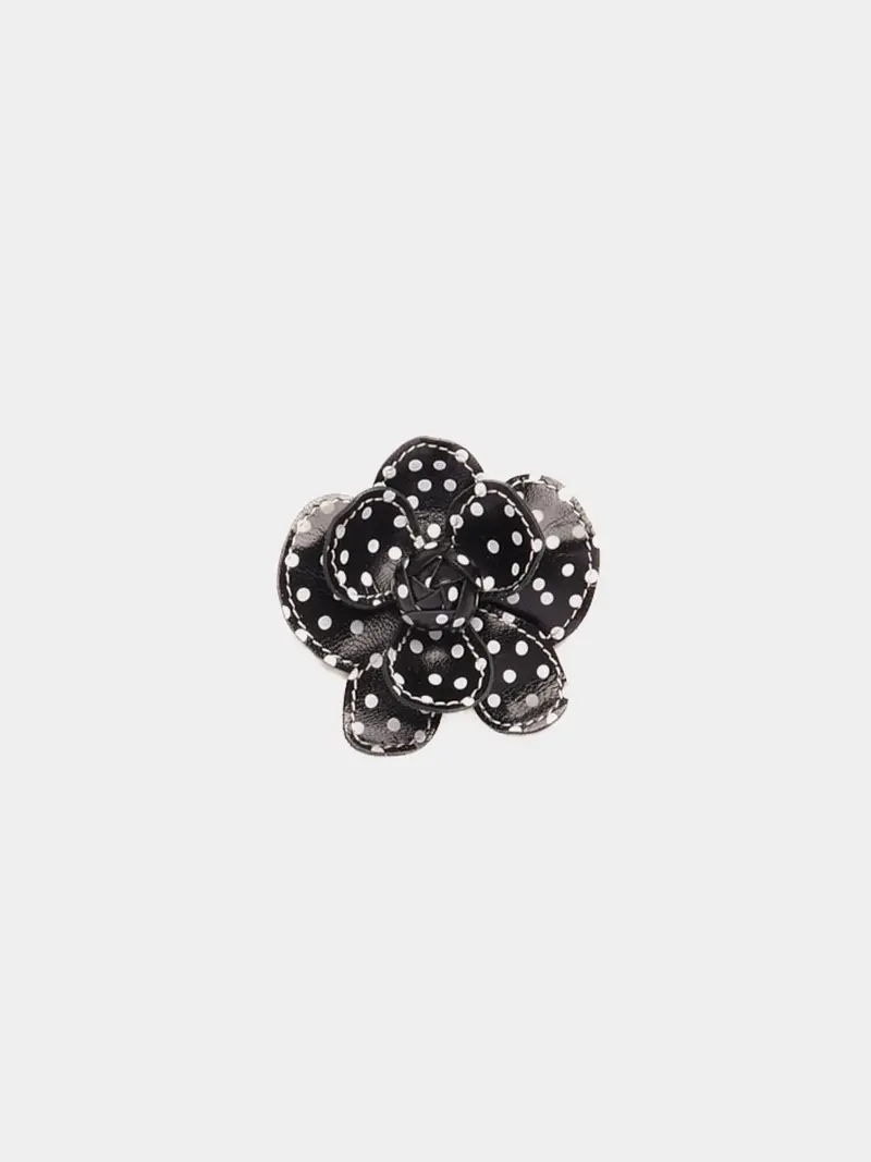Stitch Flower Clip Black Polka Dot 1