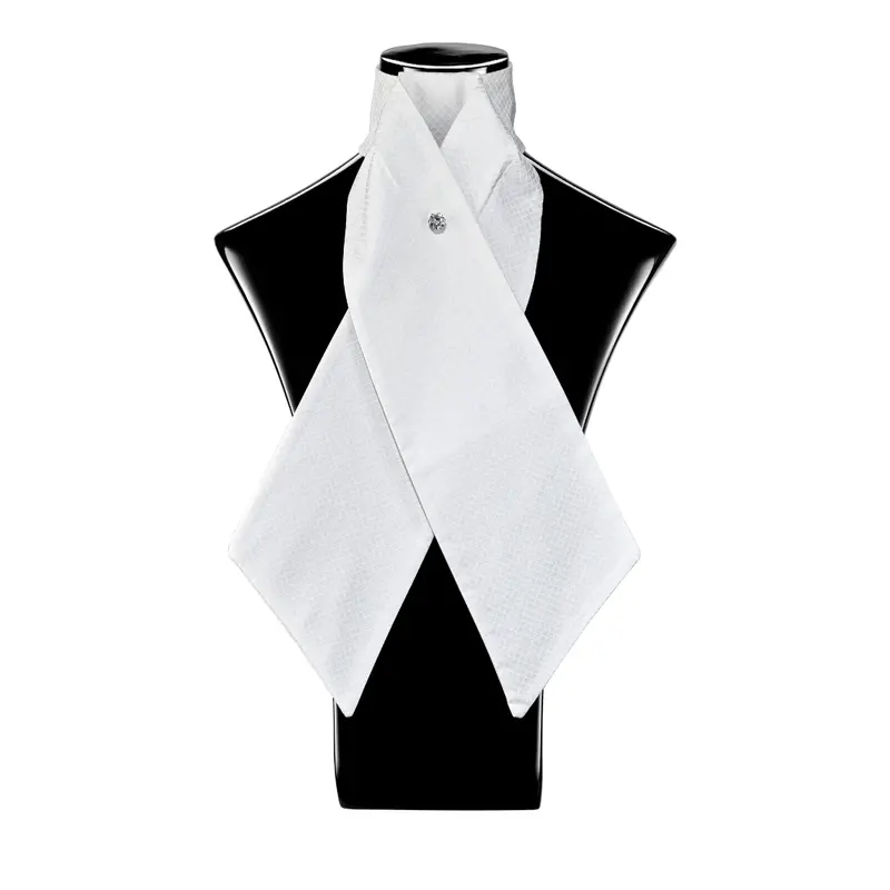 Style Stock Pre-Tied White Cross Hatch Stock Tie 1