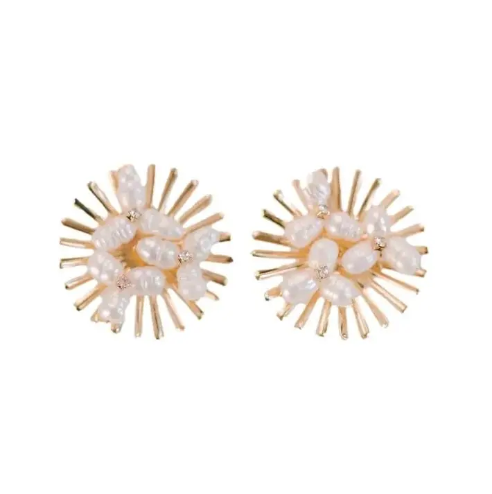 Sunburst Pearl Statement Stud Earrings 1