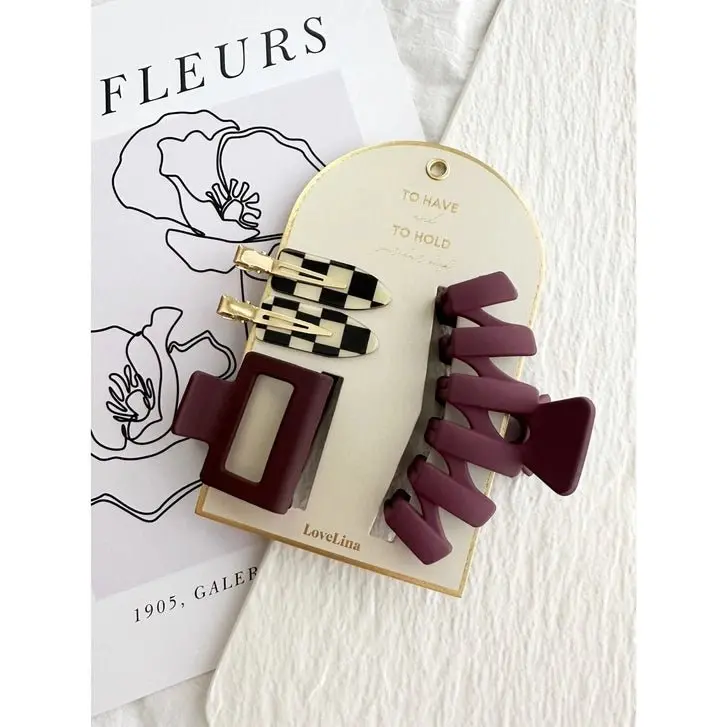 Suvo Wine Hair Clip Set 1