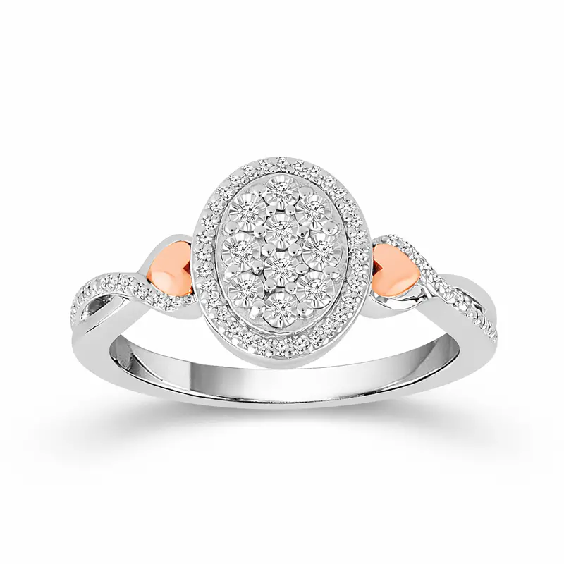 Sweetheart Oval Cluster Round Diamond Promise Ring 1