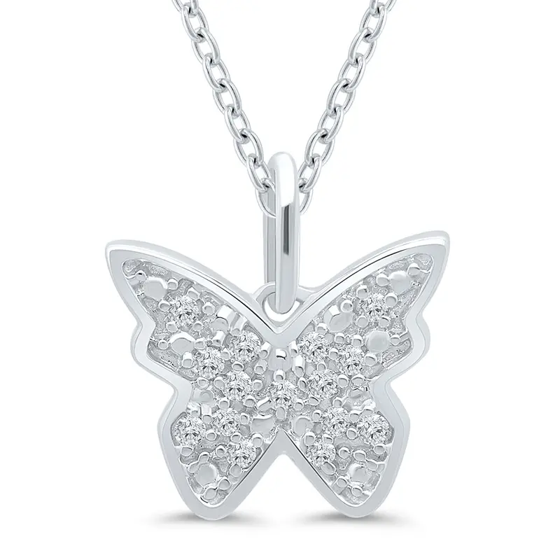 Tali & Tabi Silver Flutter Diamond Butterfly Pendant 1