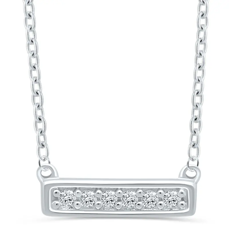 Tali & Tabi Silverline Diamond Bar Pendant Necklace 1