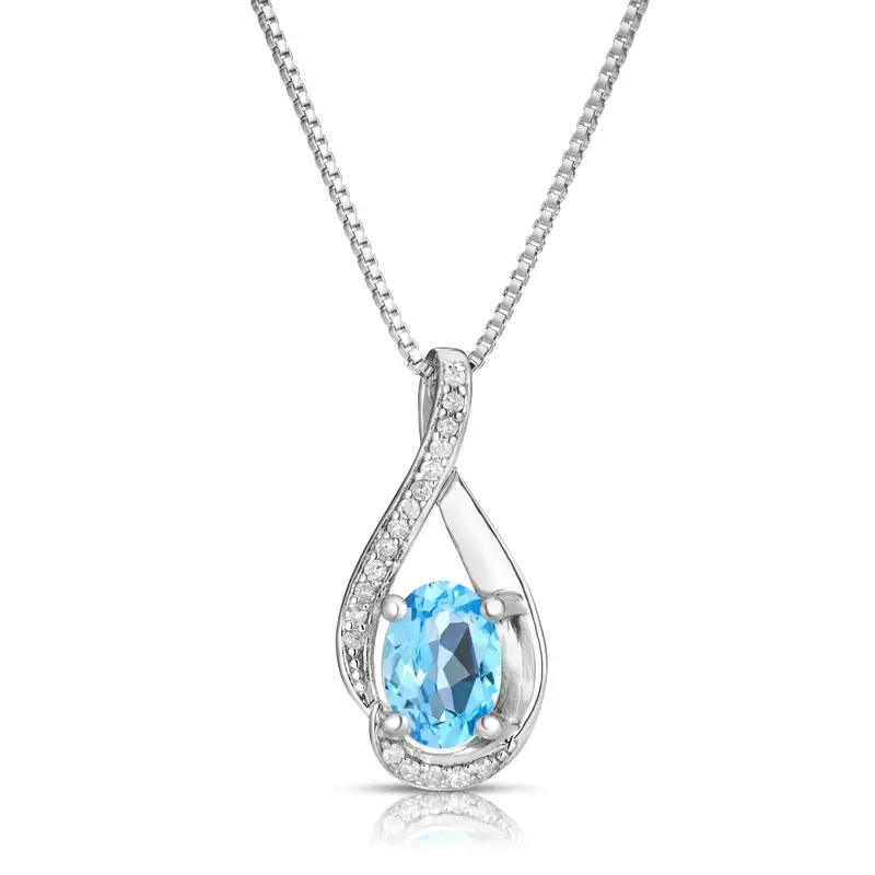 Teardrop Sweep Blue Topaz Pendant 1
