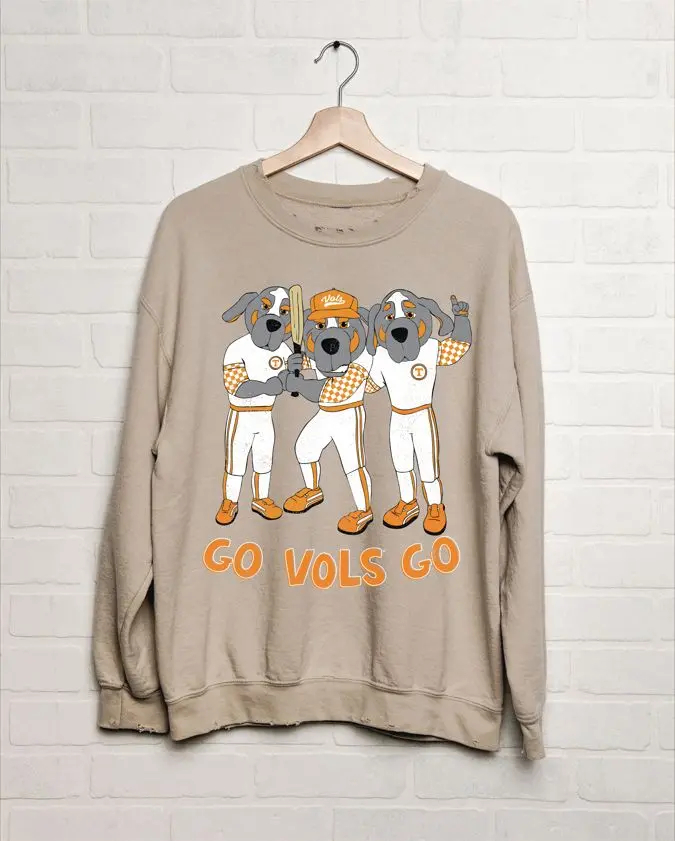 Tennessee Vols Baseball Fighters Mascot Thrifted Sand Sweatshirt 1