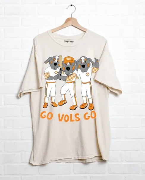 Tennessee Vols Baseball Mascot Fighter Off White Thrifted Tee 1