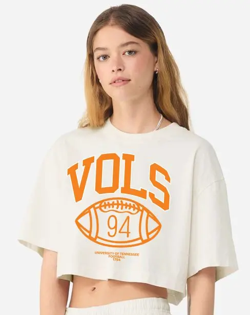 Tennessee Vols Campus Classic Off White Heavyweight Cropped Tee 1