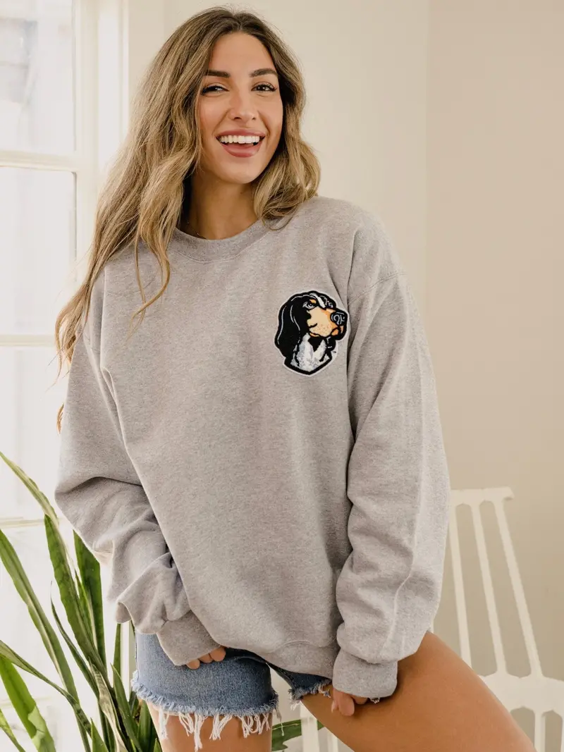 Tennessee Vols Chenille Patch Gray Sweatshirt 1