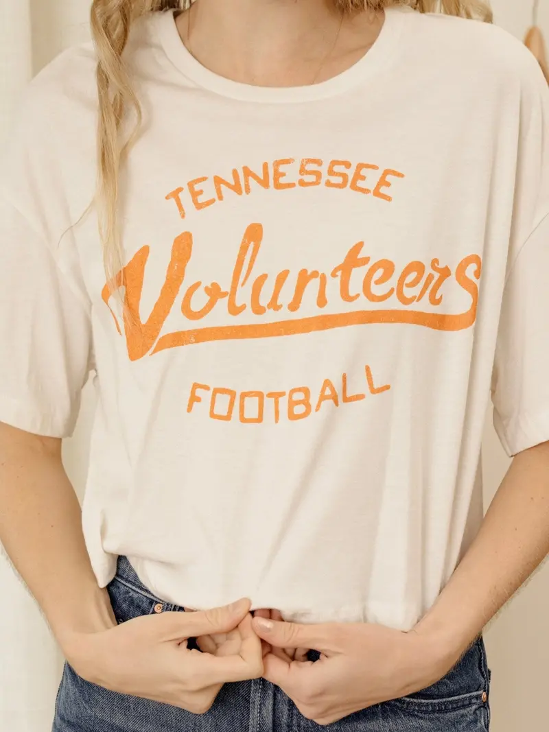 Tennessee Vols Football Stencil Off White Cropped Tee 1