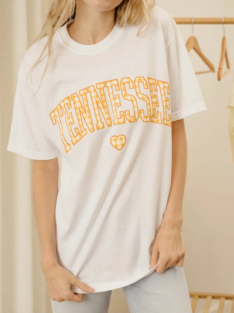 Tennessee Vols Gingham Heart White Tee 1