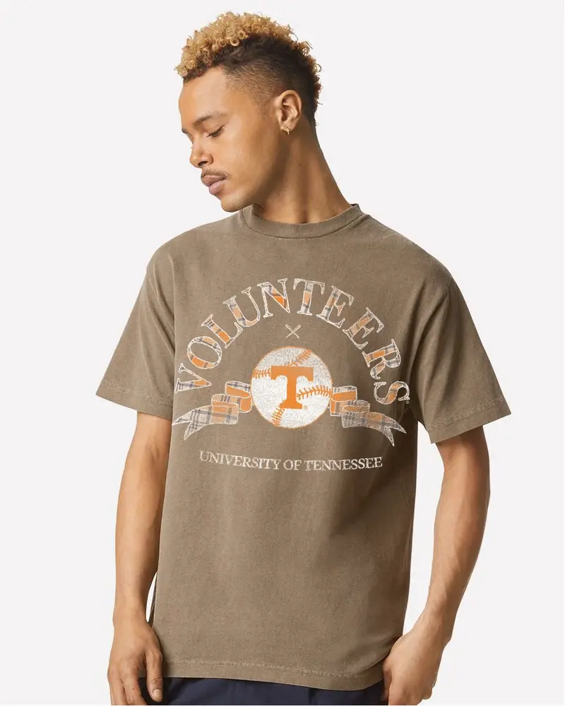 Tennessee Vols Heritage Plaid Baseball Brown Cc Tee 1