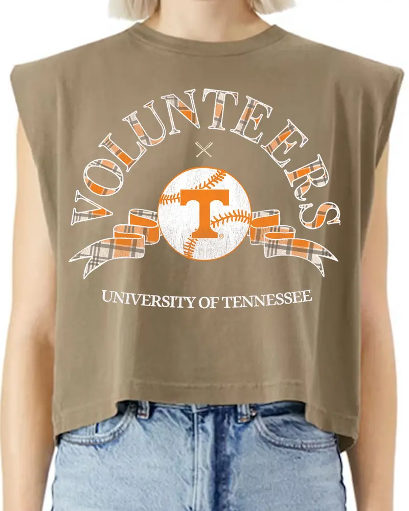 Tennessee Vols Heritage Plaid Baseball Brown Tank 1