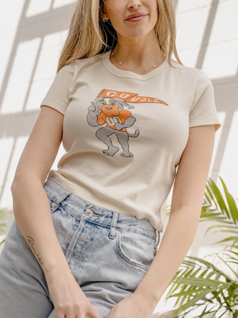 Tennessee Vols Mascot Flag Off White Micro Cropped Tee 1