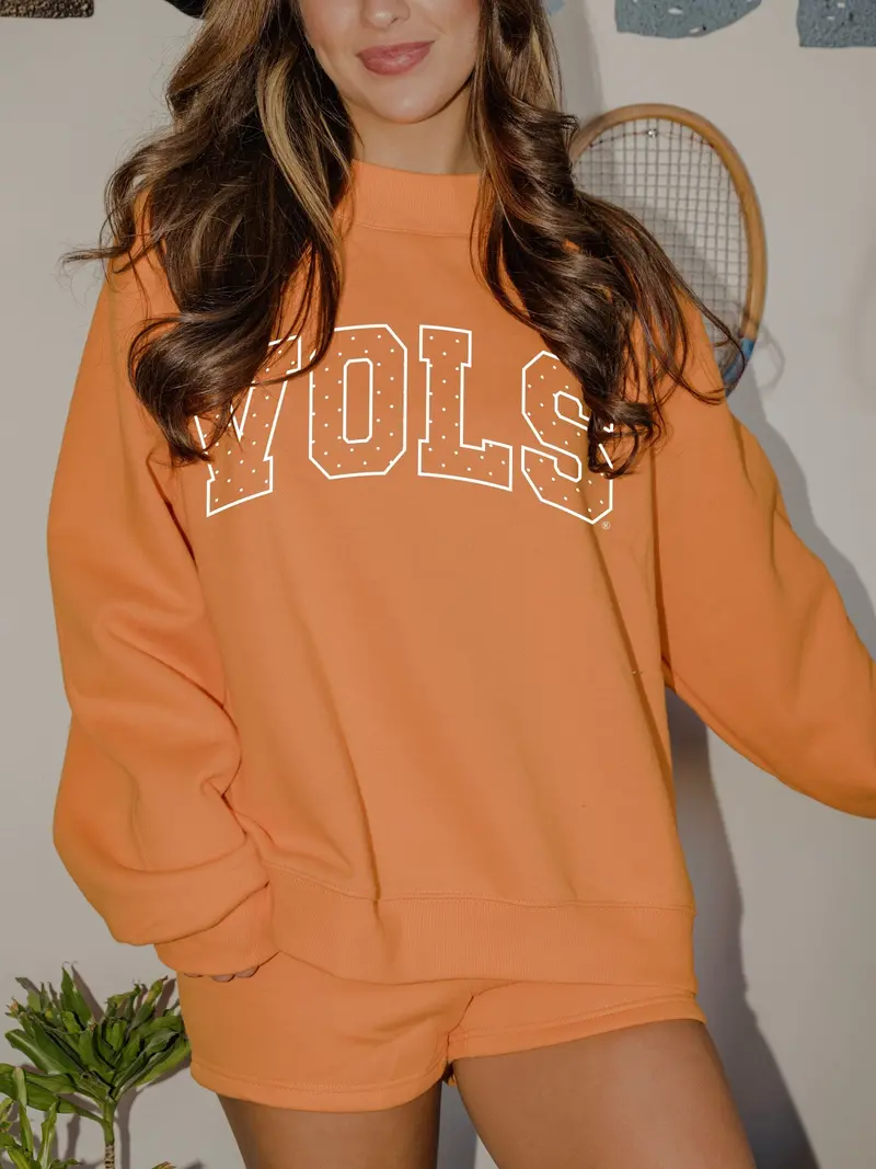 Tennessee Vols Polka Dot Puff Ink Weekend Orange Mock Neck Sweatshirt 1