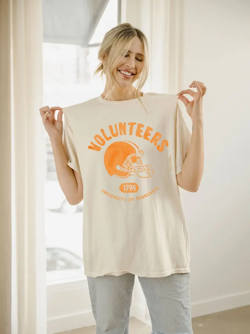 Tennessee Vols Varsity Stamp Off White Thrifted Tee 1