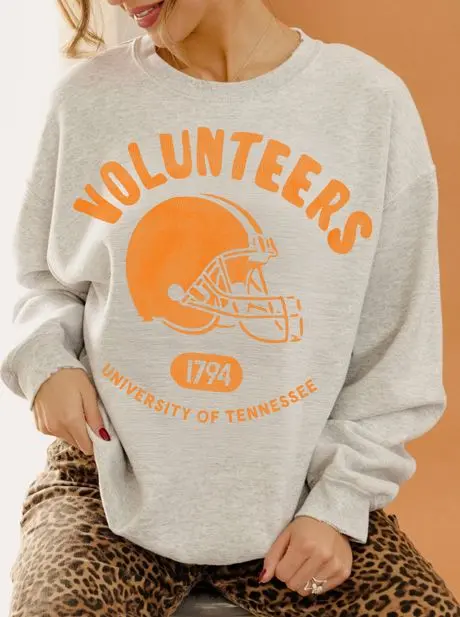 Tennessee Vols Varsity Stamp Thrifted Ash Gray Sweatshirt 1
