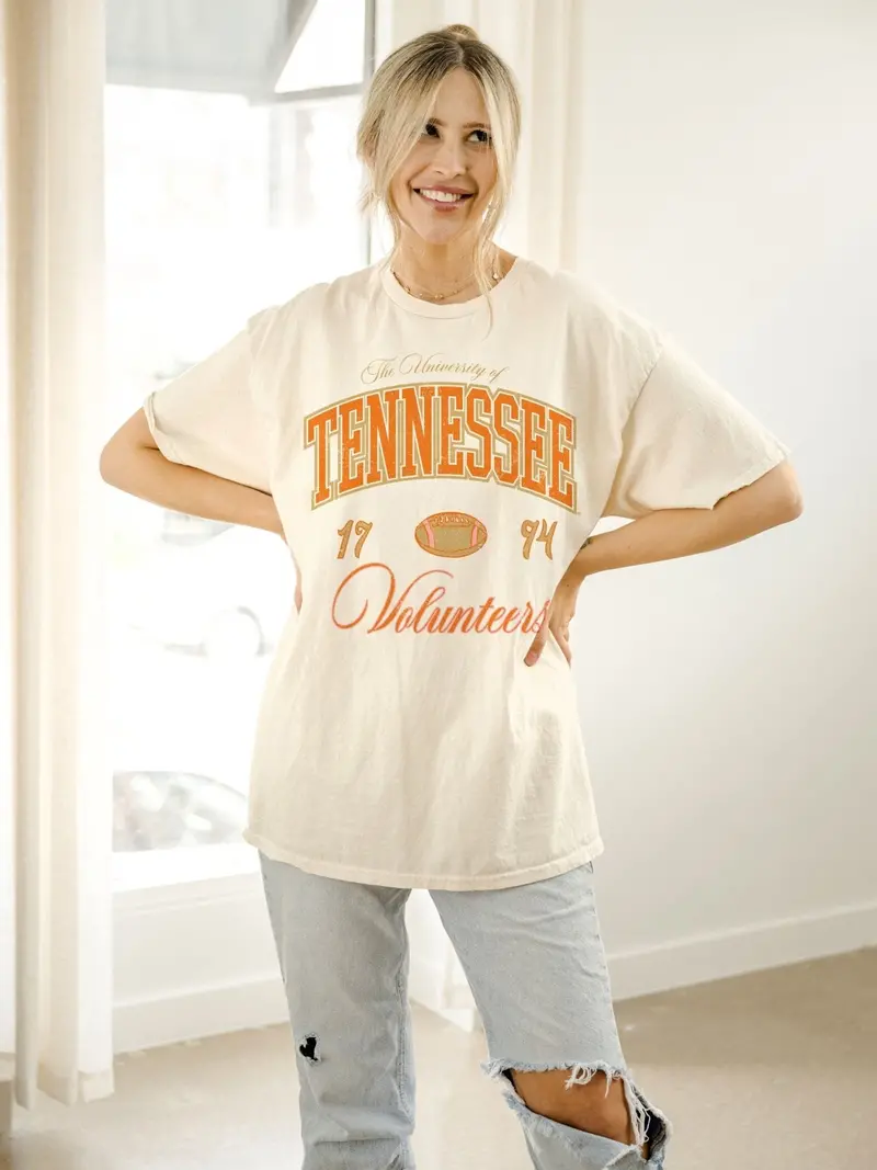 Tennessee Vols Wave Arch Off White Thrifted Tee 1