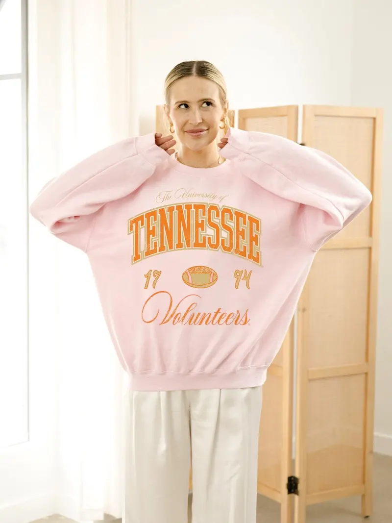 Tennessee Vols Wave Arch Pink Thrifted Sweatshirt 1
