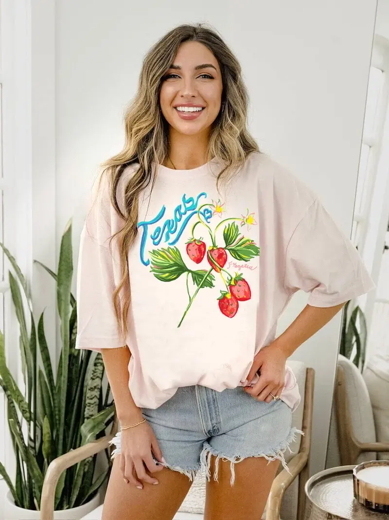 Texas Fruit Pink One Size Tee 1