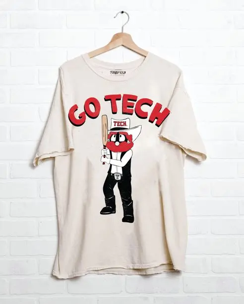 Texas Tech Baseball Mascot Fighter Off White Thrifted Tee 1