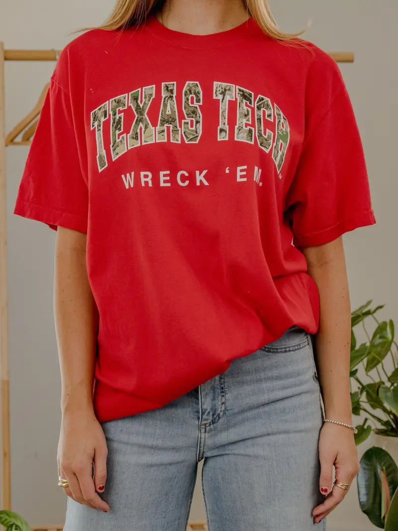 Texas Tech Camo Filled Gault Red Tee 1