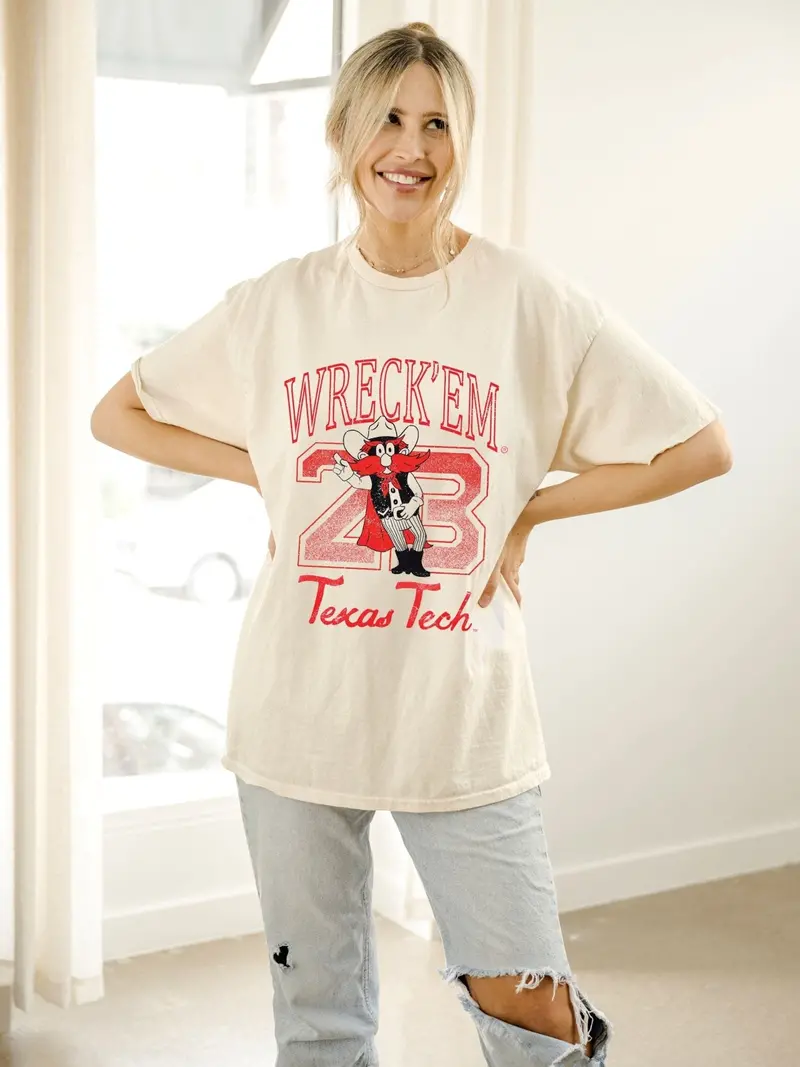 Texas Tech Club Mascot Off White Thrifted Tee 1