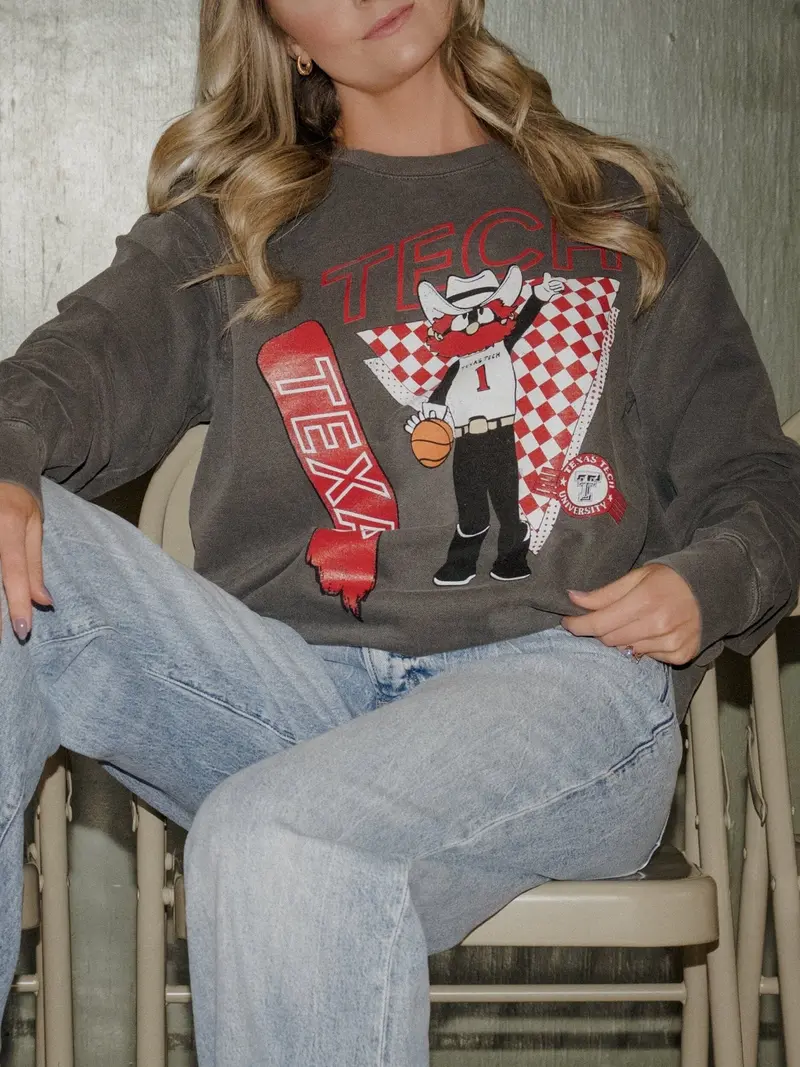 Texas Tech Courtside Basketball Pepper Sweatshirt 1