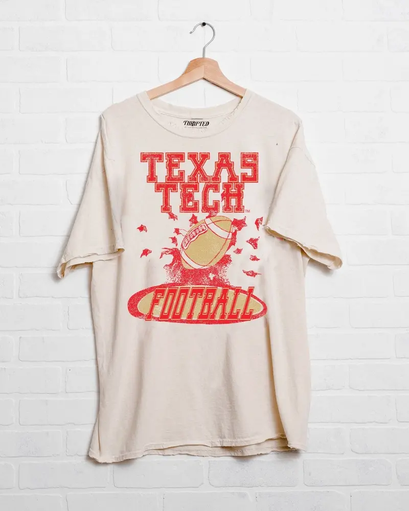 Texas Tech Football Party Off White Thrifted Tee 1