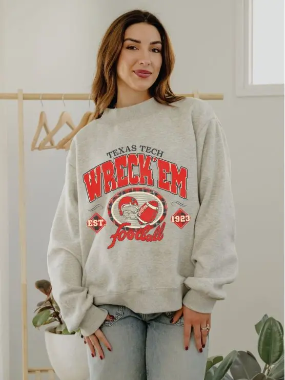 Texas Tech Gridiron Weekend Edit Ash Gray Mock Neck Sweatshirt 1