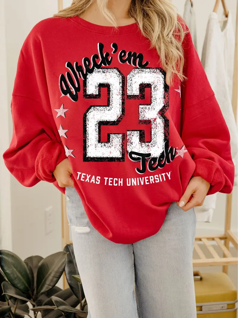 Texas Tech Jersey Patch Red Chrome Hi Dive Sweatshirt 1