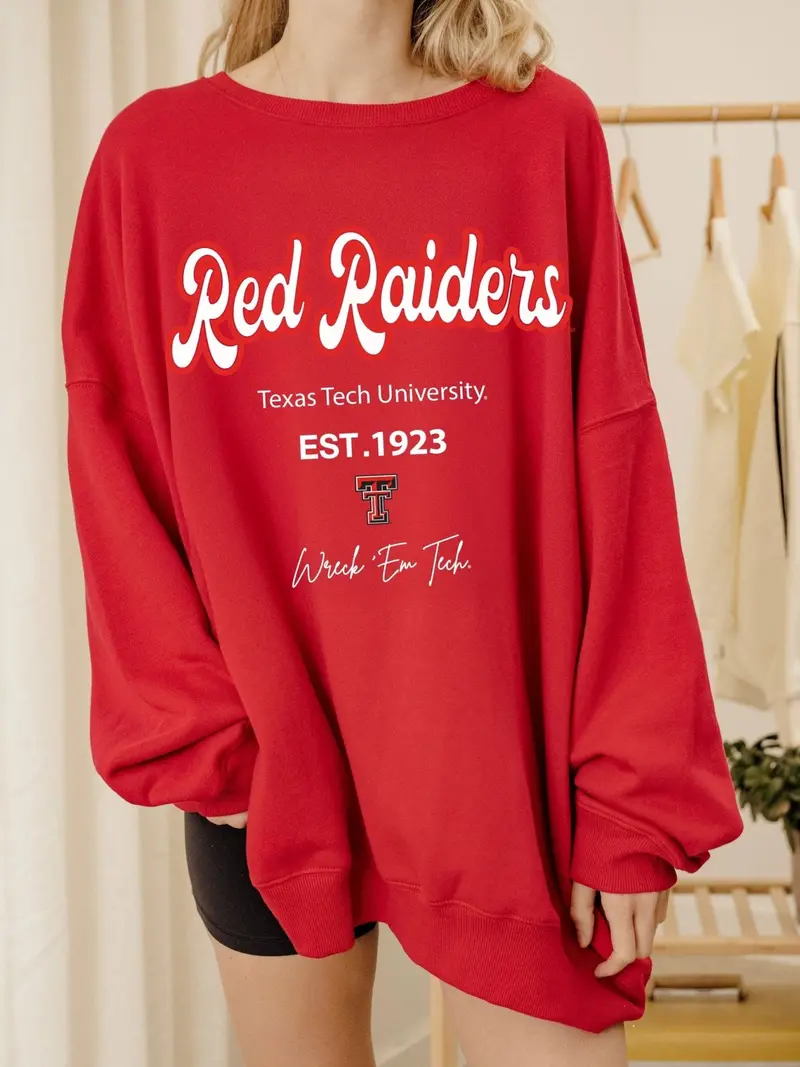 Texas Tech Letterman Red Chrome Hi Dive Sweatshirt 1