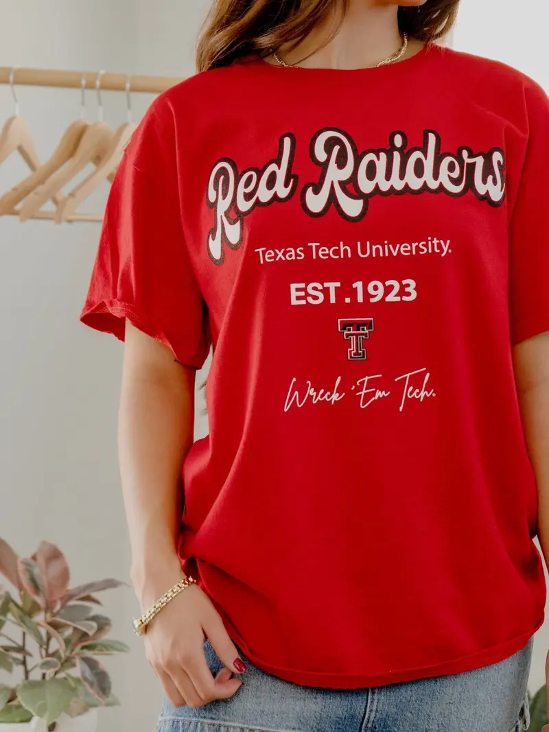 Texas Tech Letterman Red Thrifted Tee 1