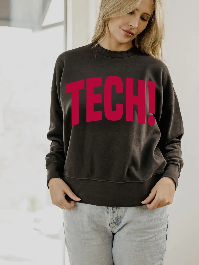 Texas Tech Mono Puff Ink Smoke Oversized Crew Hi-Dive Sweatshirt 1