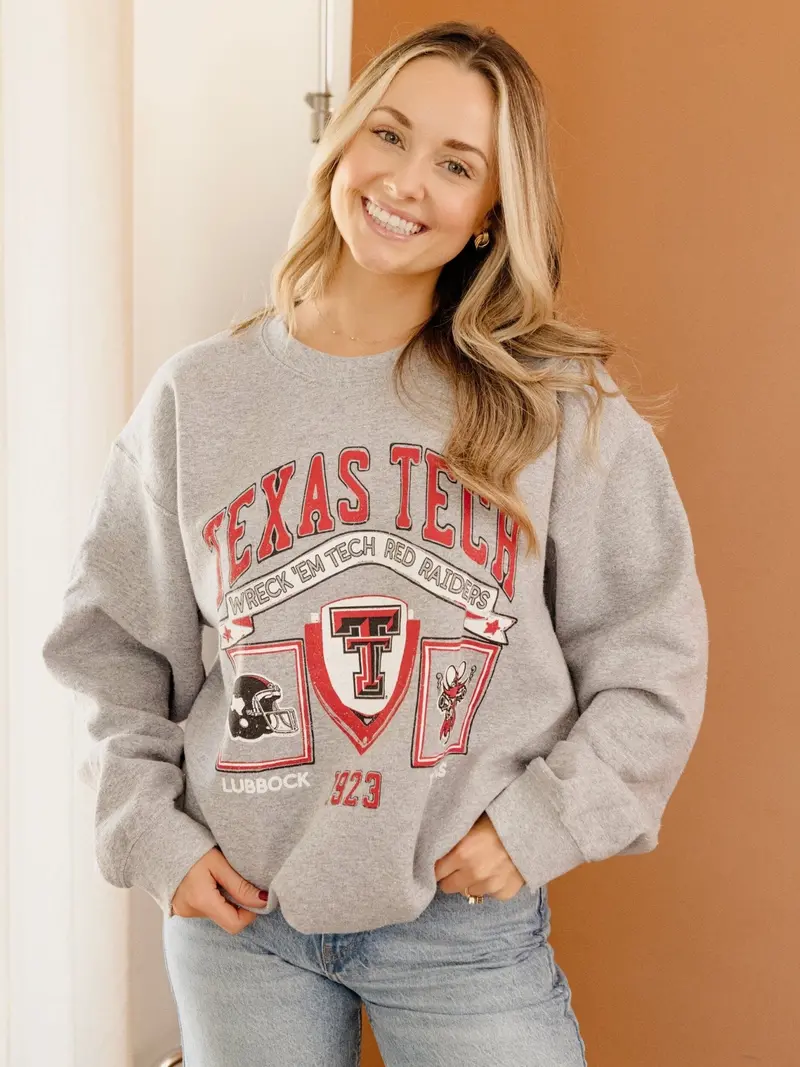 Texas Tech Prep Patch Gray Thrifted Sweatshirt 1