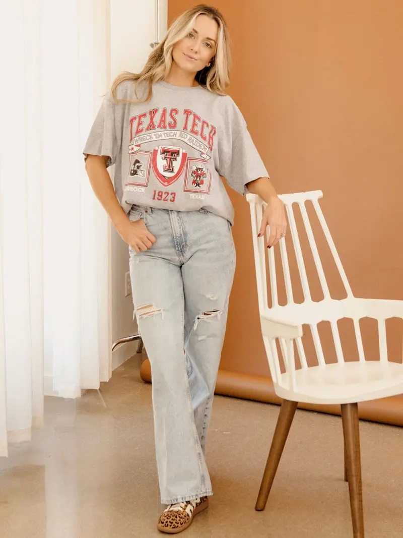 Texas Tech Prep Patch Gray Thrifted Tee 1