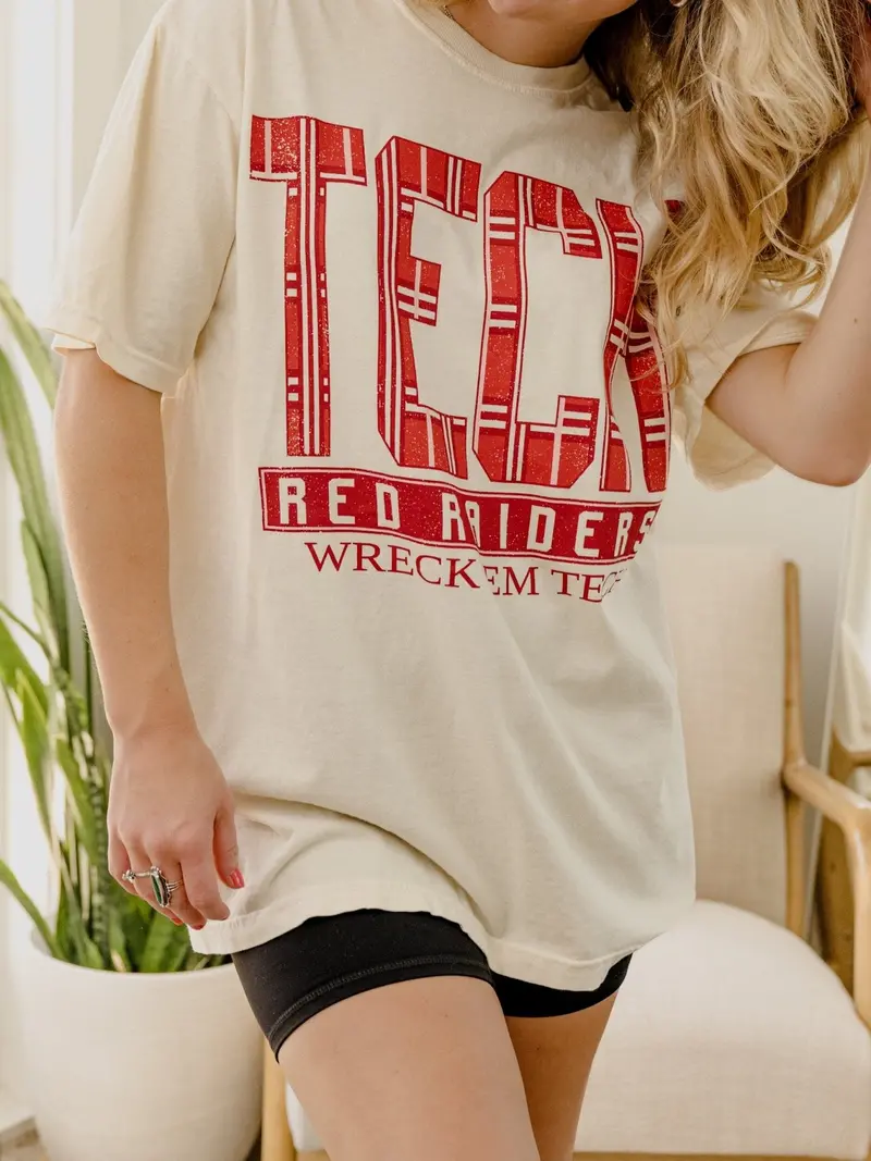 Texas Tech Preppy Plaid Ivory Tee 1