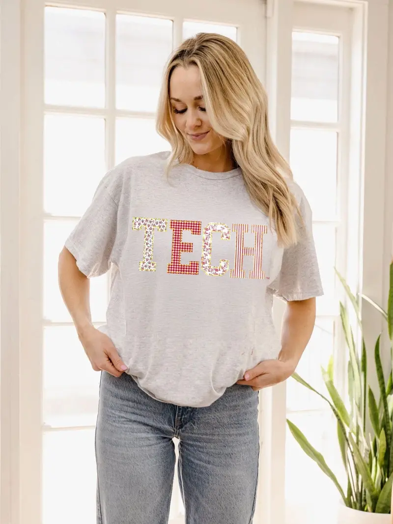 Texas Tech Quilted Puff Ink Ash Gray Thrifted Tee 1