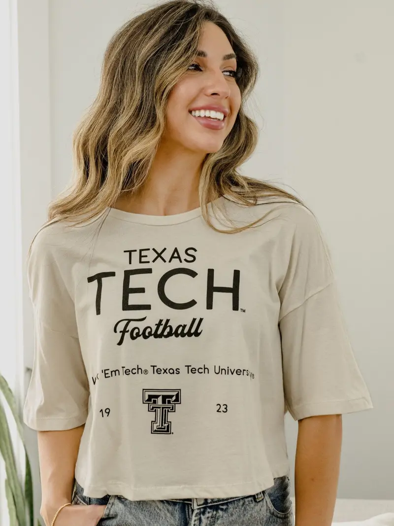 Texas Tech Shot Off White Cropped Tee 1