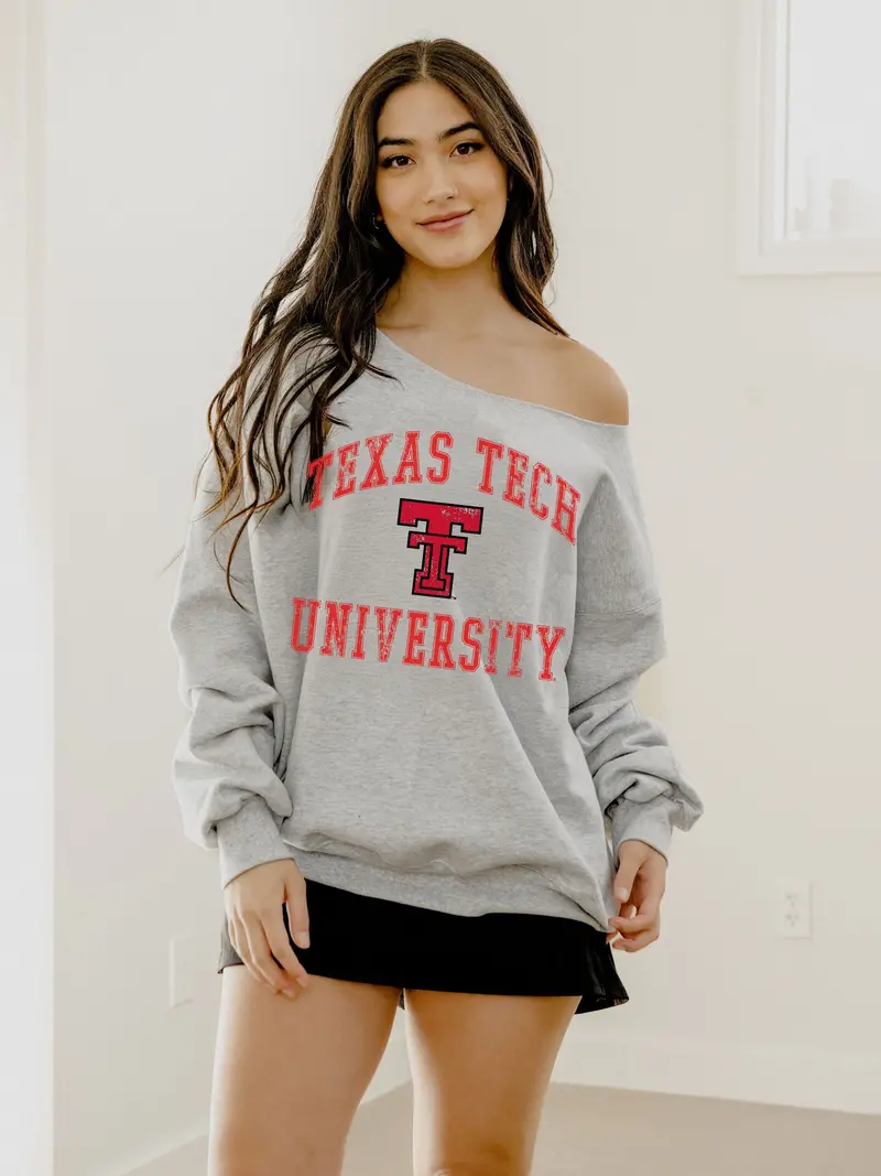 Texas Tech Vintage Sport Ash Gray Flashdance Sweatshirt 1