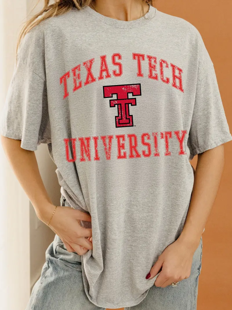 Texas Tech Vintage Sport Ash Gray Thrifted Tee 1