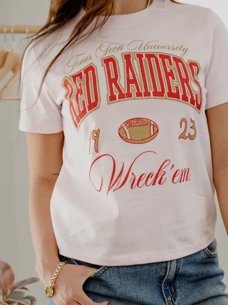 Texas Tech Wave Arch Pink Ellie Perfect Tee 1