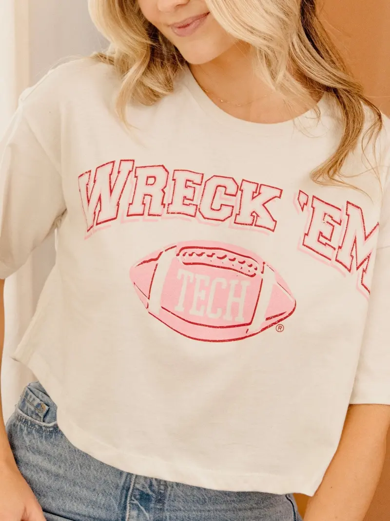Texas Tech Wonka Football Off White Cropped Tee 1