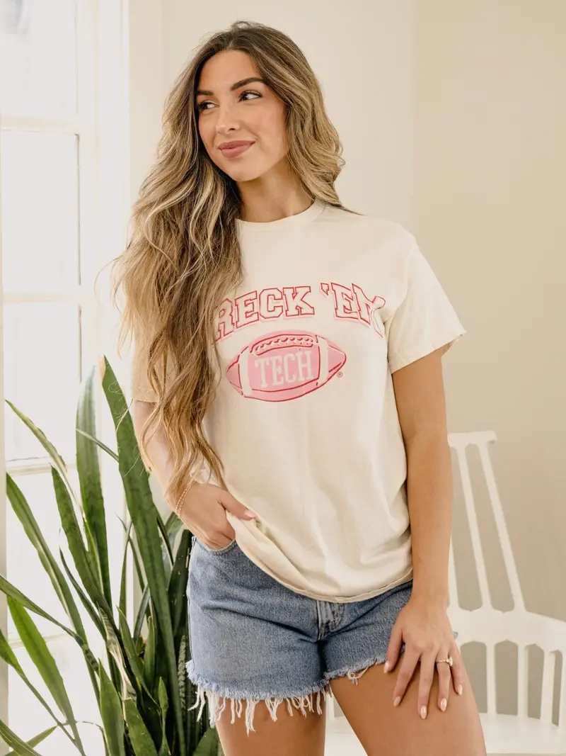 Texas Tech Wonka Football Off White Thrifted Tee 1