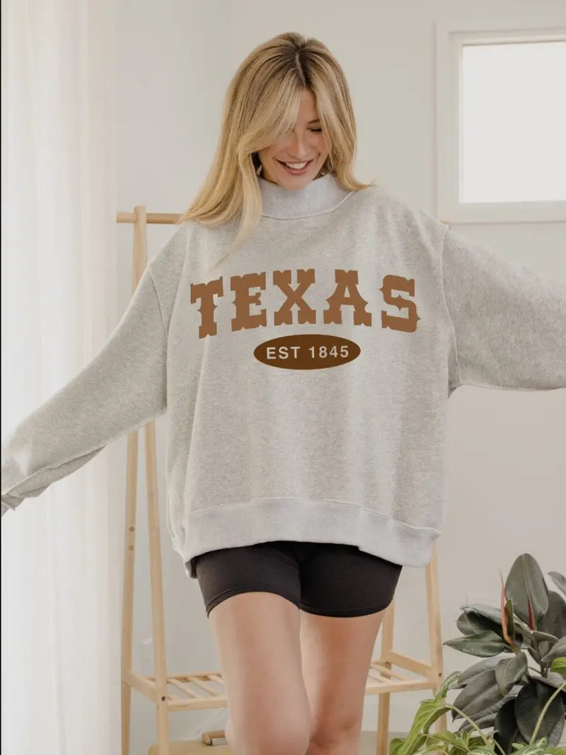 Texas Western Established Date Gray Mock Neck Reversible Sweatshirt 1
