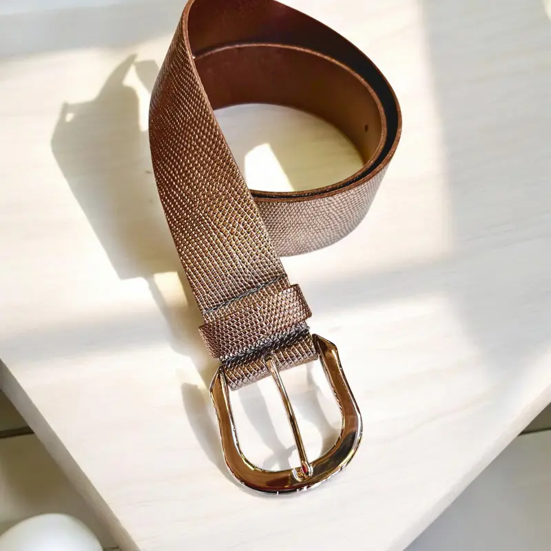 Textured Metallic Leather Belt 1