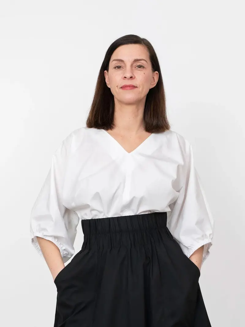 The Assembly Line V-Neck Cuff Top 1