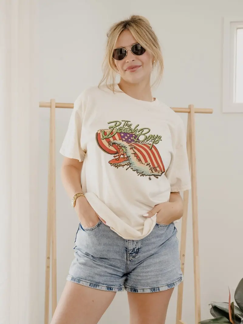 The Beach Boys Backstage Flag Off White Thrifted Tee 1
